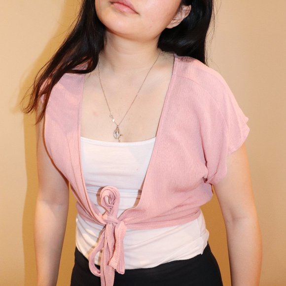 Pink Cropped Cover Tie Knot - Picture 1 of 3